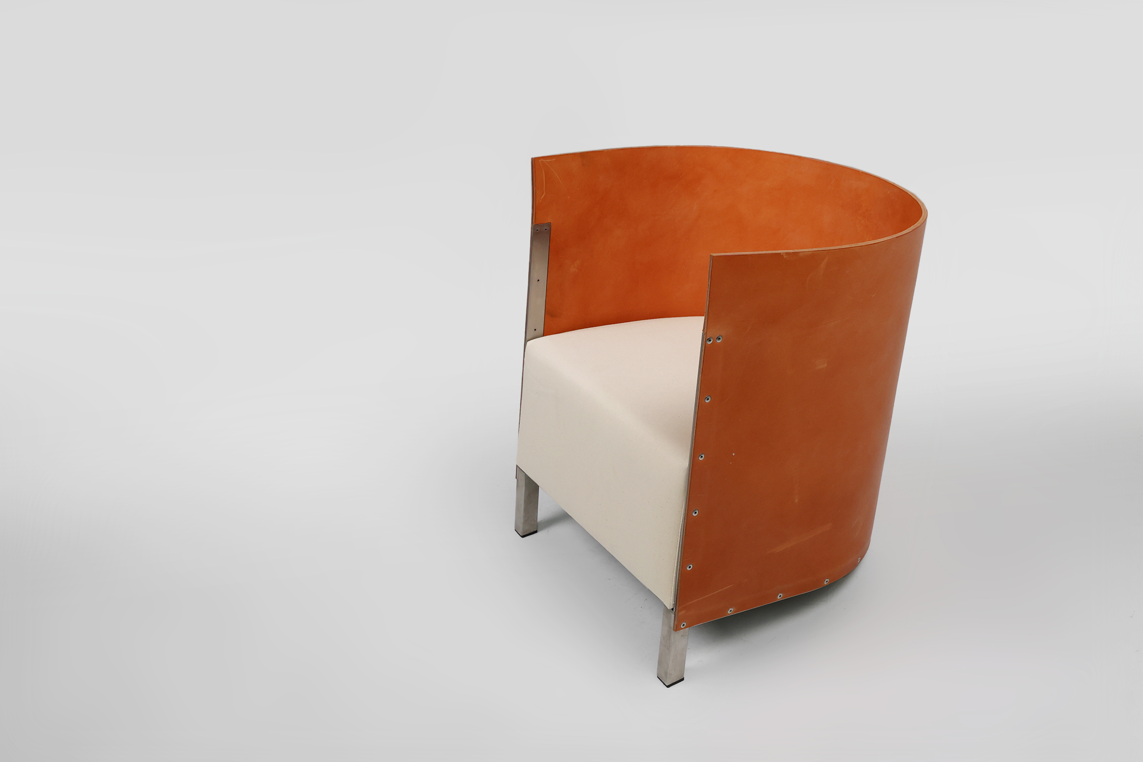 Maarten van Severen S88 easy chair in saddle leather and steel, Belgium 1988thumbnail